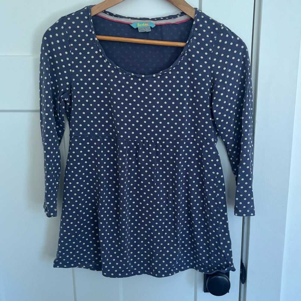 Boden Gray Polka Dot long sleeve shirt
